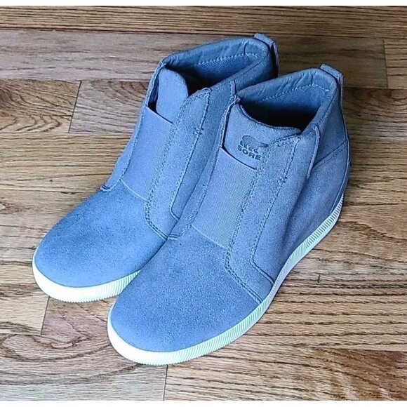Sorel Out N About Gray Suede Waterproof Boots Sze 8.5 Womens Wedge Ankle Booties - Picture 4 of 15